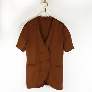 Vtg Stefanel Linen blend short sleeve top Made in Italy Womens size S (40)